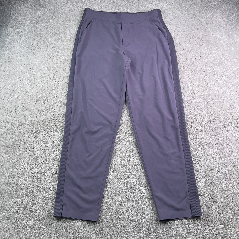 Athleta Pants Womens 8 Purple Brooklyn Ankle Tapered Ribbed Side Panel Travel